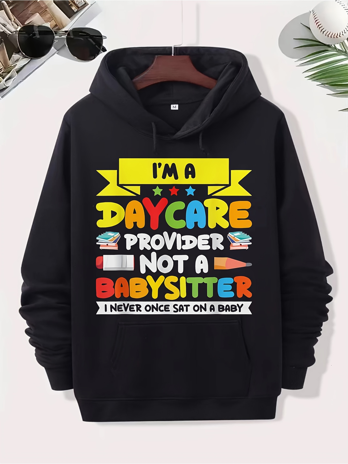 Men's and Women's Fun Slogan Hoodie "I'm A Nursery Provider" Themed Pullover with Kangaroo Pocket, Cotton Blend Casual Swea