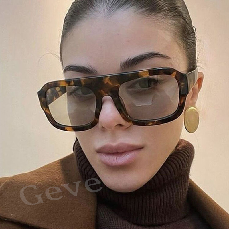 Vintage Square Sunglasses for Women Luxury Brand Big Thick Frame Leopard Female Sun Glasses Men Fashion Designer Eyewear J260916