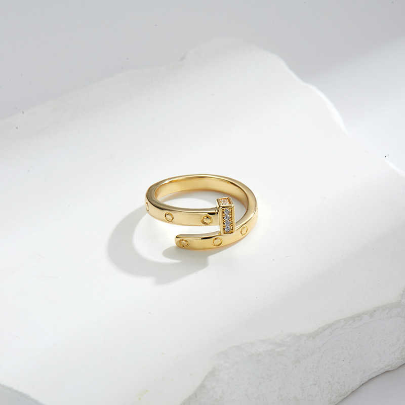 Hot Jewelry Sale New Creative T-Shaped Nail Open Ring Micro Pave Zircon Personality Ring S260916VXV5