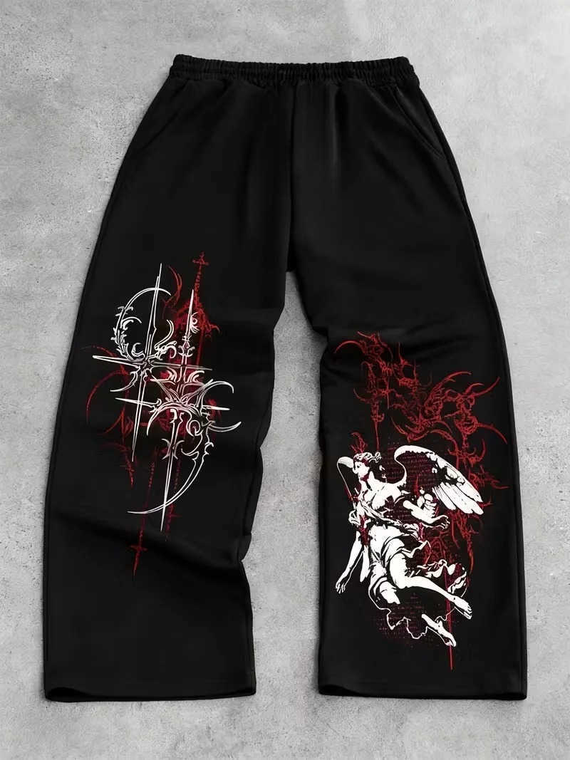 New Fashion 2026 Men's Summer Casual Gothic 3D Printed Sports Jogging Pants Straight Legs New Street Jogging Pants Large Size D260916