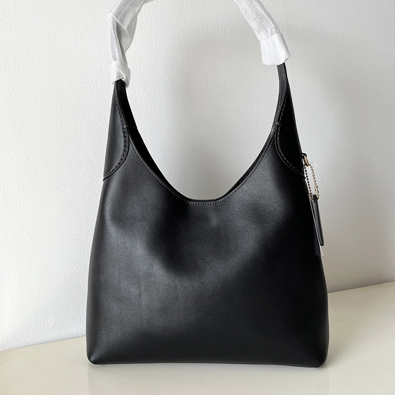 28cm Mirror quality Black Smooth Leather designer Hobo Shoulder Bag Women real leather luxury brookly Commute Handbag U shape Daily Large Capacit