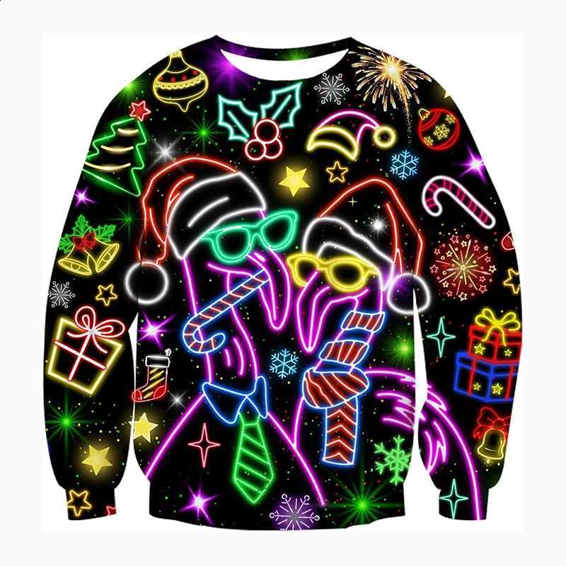 Sweater Christmas hoodie Ugly Christmas Women Men Funny Xmas Sweatshirts Santa Claus Reindeer Long Sleeve Holiday Pullover Loose Dinosaur Sweater C2