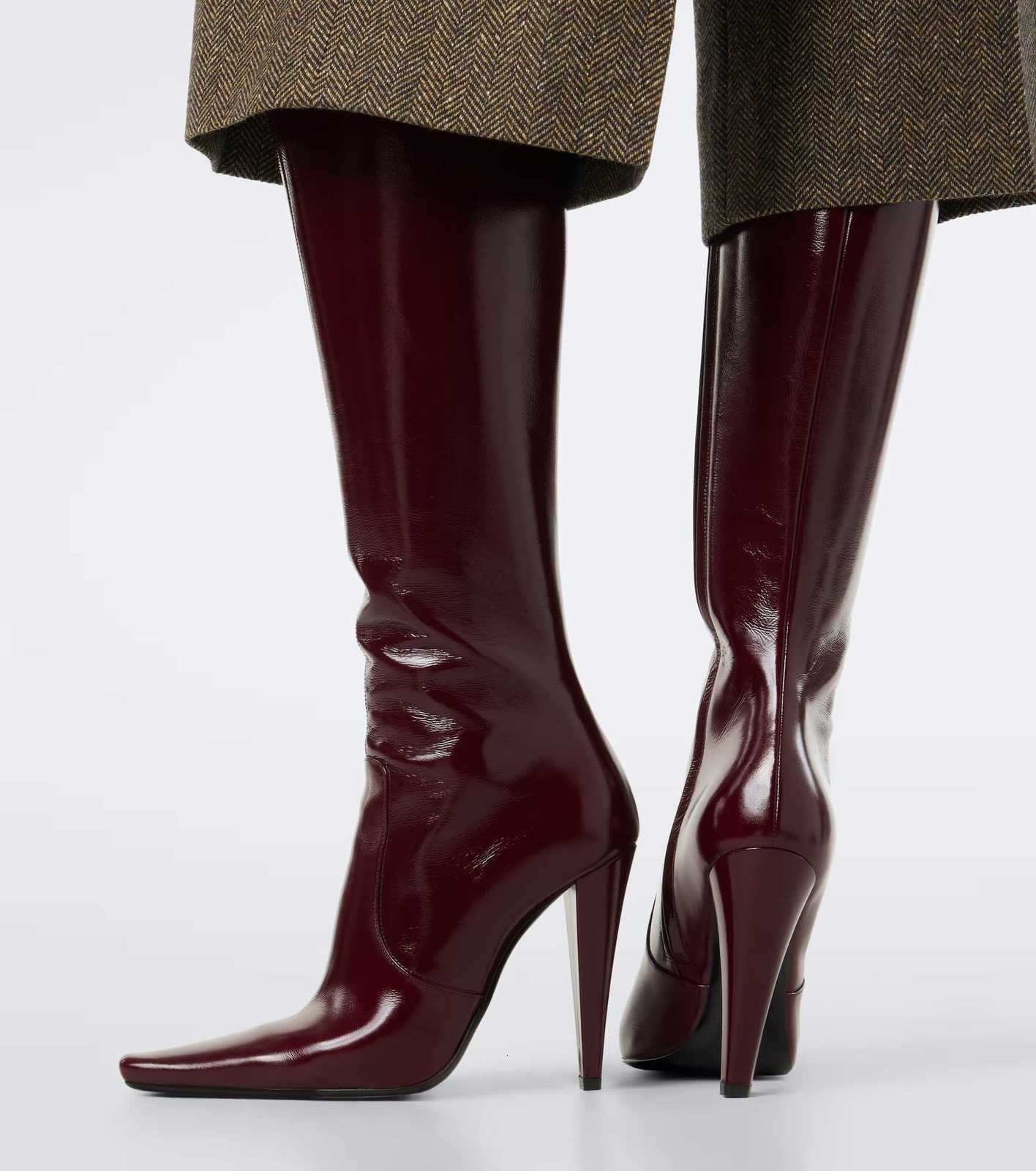 Autumn and Winter New 2026Women's Pointed Knee High Waist High-heeled Boots fashionable Mid Waist Plus Size Women's Boots D260916