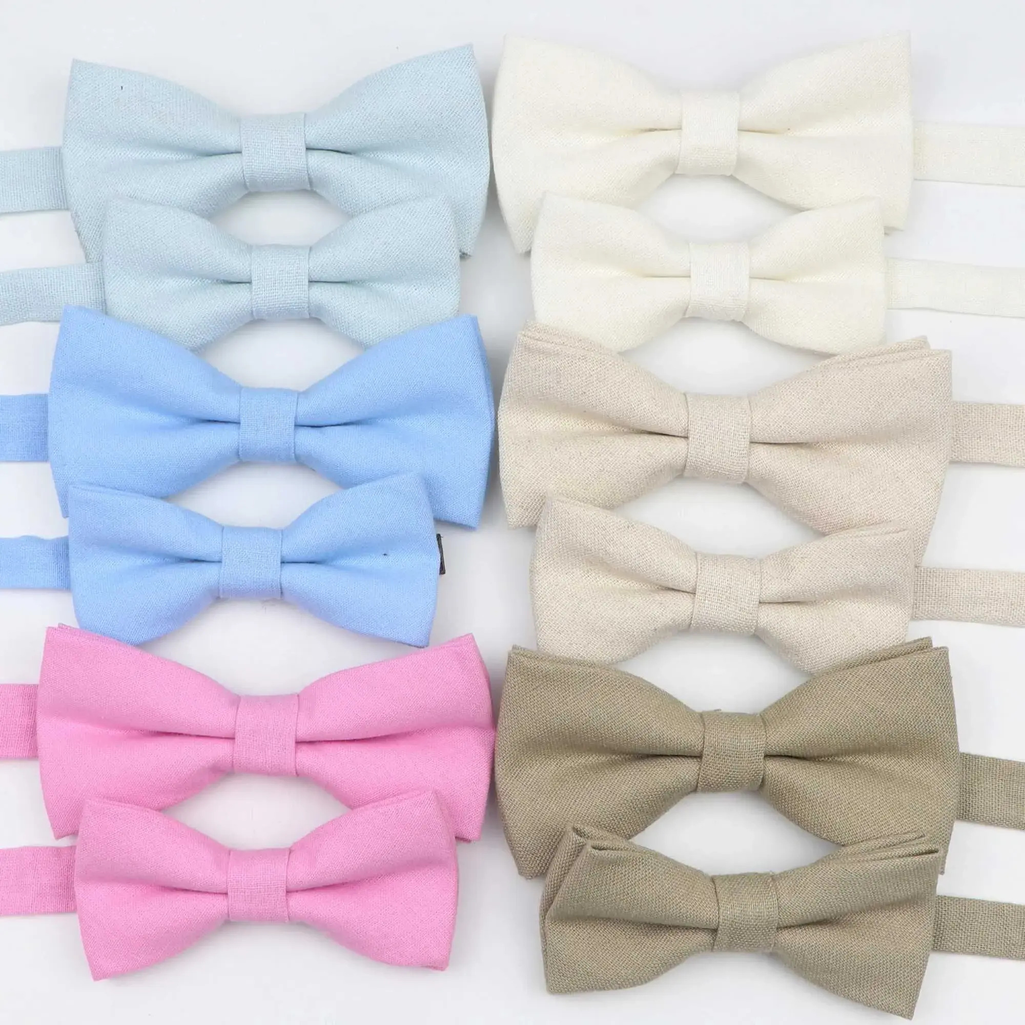 Men Women Formal Bow Tie selftie handtying Neck Accessory New Light Color Parent Child Bow Tie Cotton Kids Men Casual Butterfly Cravat White Blue Pi