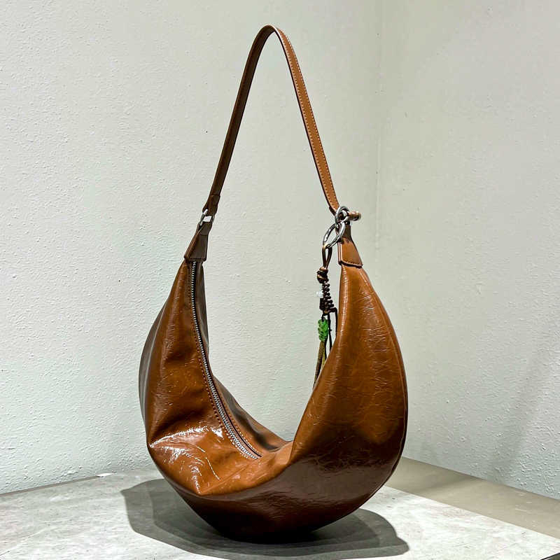 Crescent Bags For Women Designer Handbags And Purse 2026 New In PU Oil Wax Beaded Charms Large Capacity Underarm Shoulder H260916
