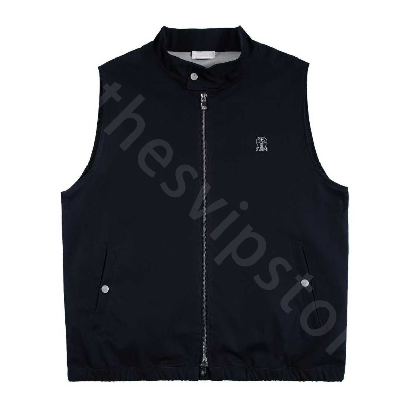 Luxury Designer Mens Vests Old Money Men Cotton Elastic Sleeveless Stand Collar Woven Vest B1289
