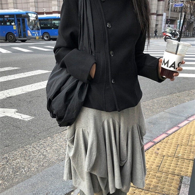 Korean Street Style StandUp Collar SingleBreasted Coat in Autumn and Winter Y2K Spice Girls Daily Casual Coat. 260915