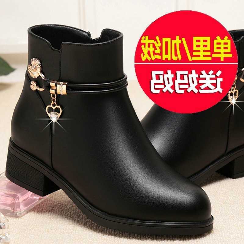 20025 shoes Women's winter cotton velvet short boots thick heels flat bottomed cotton leather shoes D260916