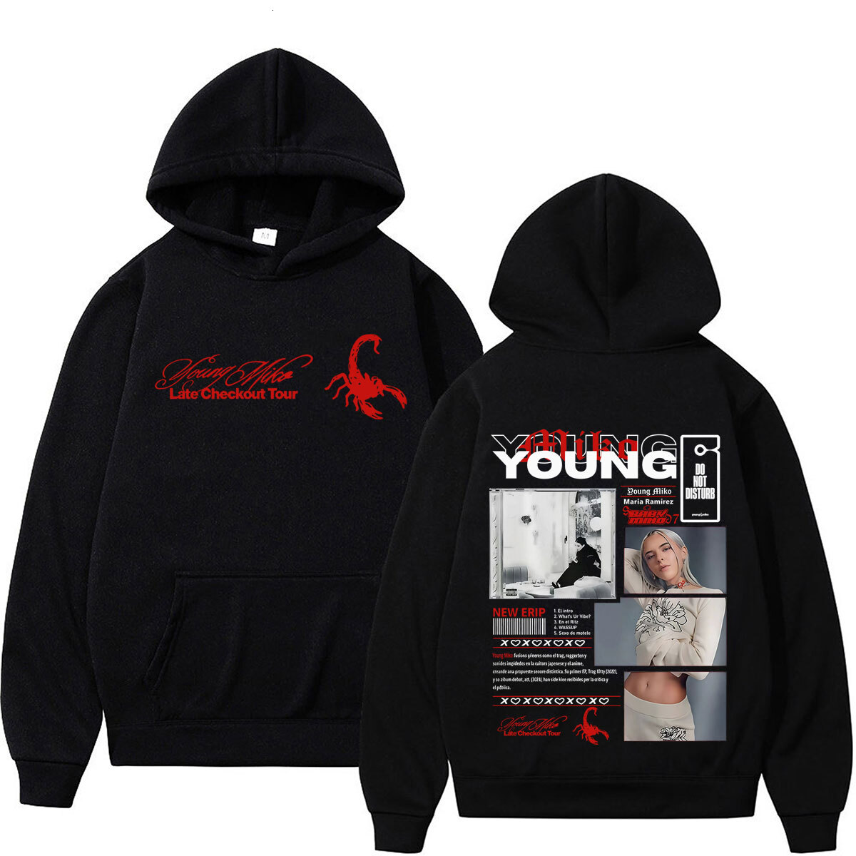 Young Miko Late Checkout Tour 2026 Print Hoodie Men Women Aesthetic Trend Sweatshirts Loose Casual Winter Oversized Pullover 26L0916