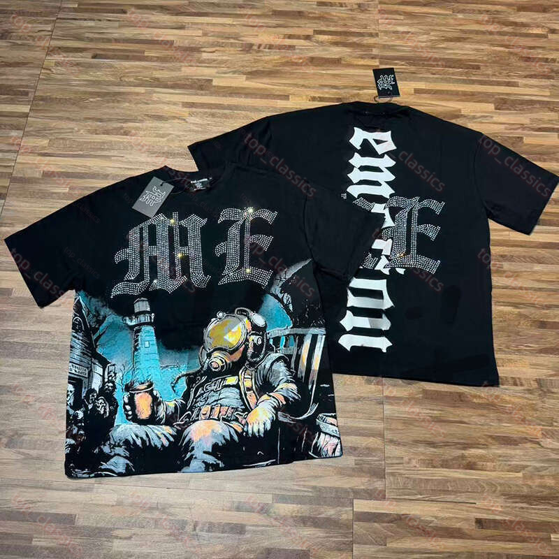 Mens Tshirts Rhinestone Mixed Emotion Tshirts Designer Y2k Shirt Comfortable Ventilation Graphic Tee Summer Loose Fit Campus Shirt Casual Shirts Hip