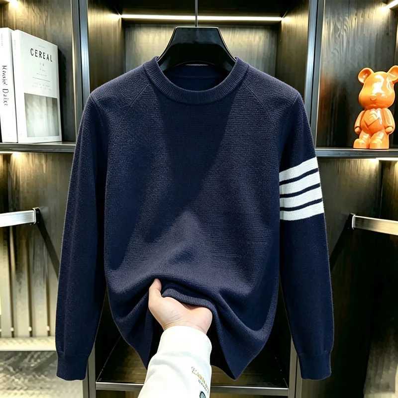 Men's Sweaters Autumn and Winter Thick Wool Knitted High-end Light Luxury Windwear TB American Casual Clothes Q260915