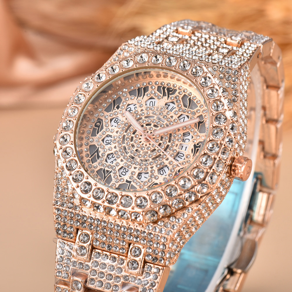 Fashion Full Brand Watches Men Male Diamond Style Steel Metal Band Luxury Logo Wrist Watch A05