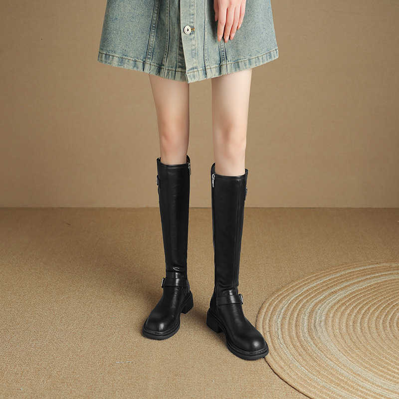 Women Long for Knight Boots 2025 New Autumn and Winter Collection with Velvet Up to Knee Height Long Boots for Women D260916