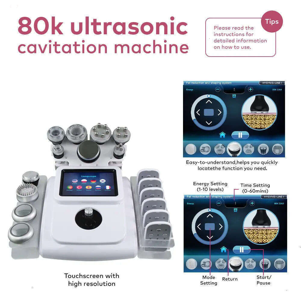 80K Cavitation Vacuum Cellulite Reduction Machine Facial Lifting Radio Frequency EMS Skin Tightening Wrinkle Remover Body Sculpting Laser Slimming M