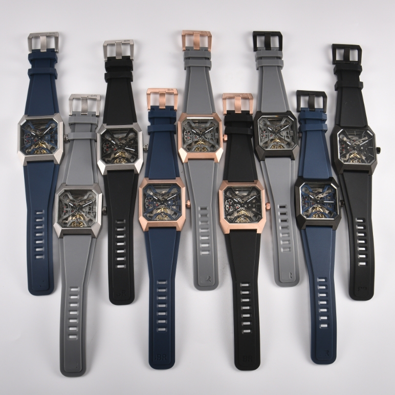MEN New BELity ROSity Watches Automatic mechanical Hollowed-out bottom wristwatches High Quality Luxury Brand Chronograph rubber Clock l Belt Waal t