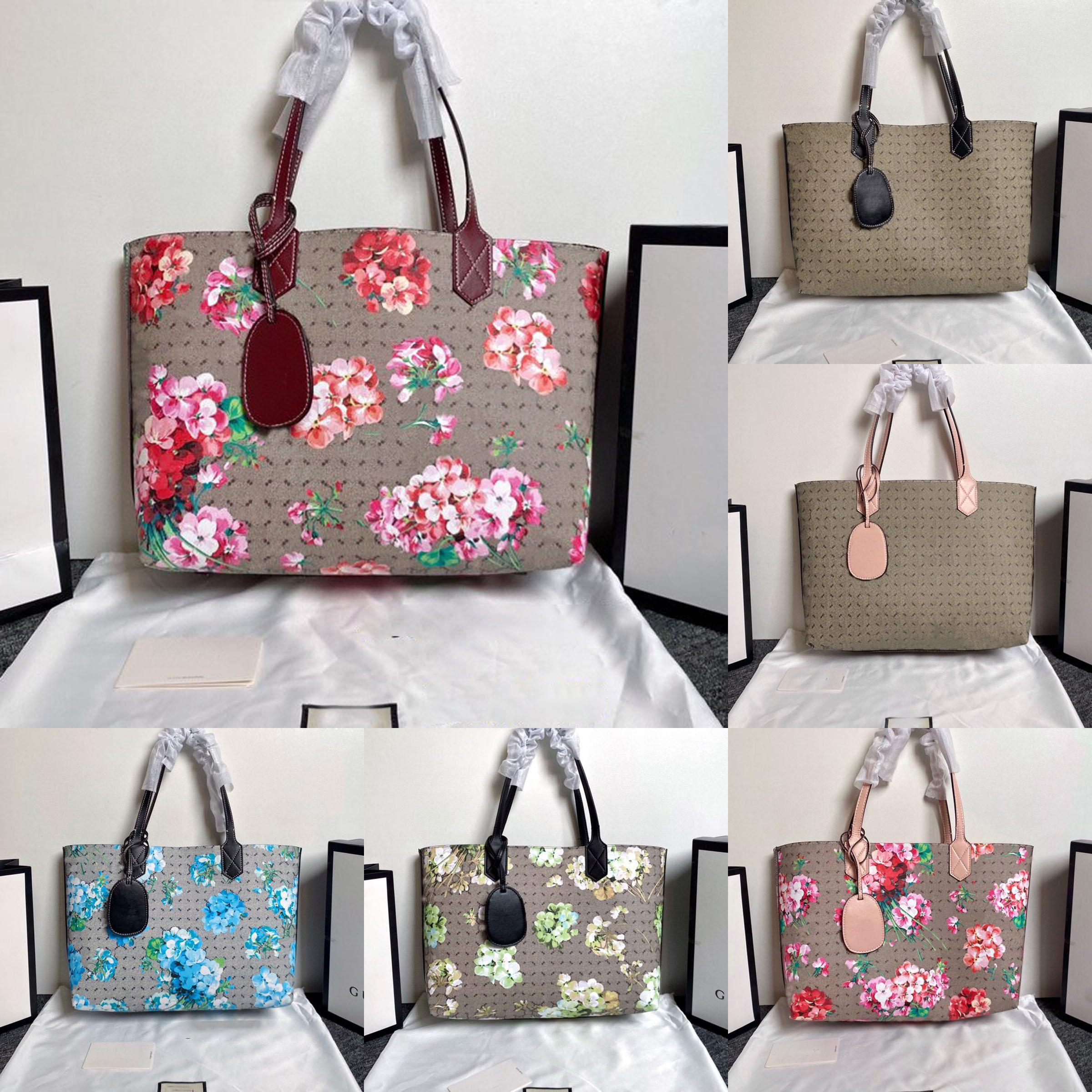 Designer Tote Bag Women's Large Canvas Genuine Leather Floral Print Top Handle Luxury Handbag With Crossbody Strap For Daily Travel