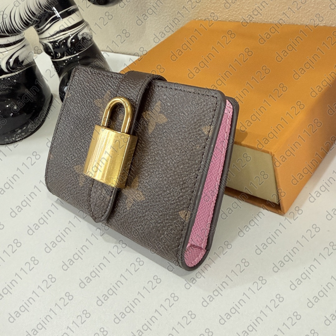 New Designer Wallet Womens Gold Padlock Coin Purse Luxury Card Holders Key Pouch Fashion Monogram Billfold Clutch Money Clip M12408 A12BLO