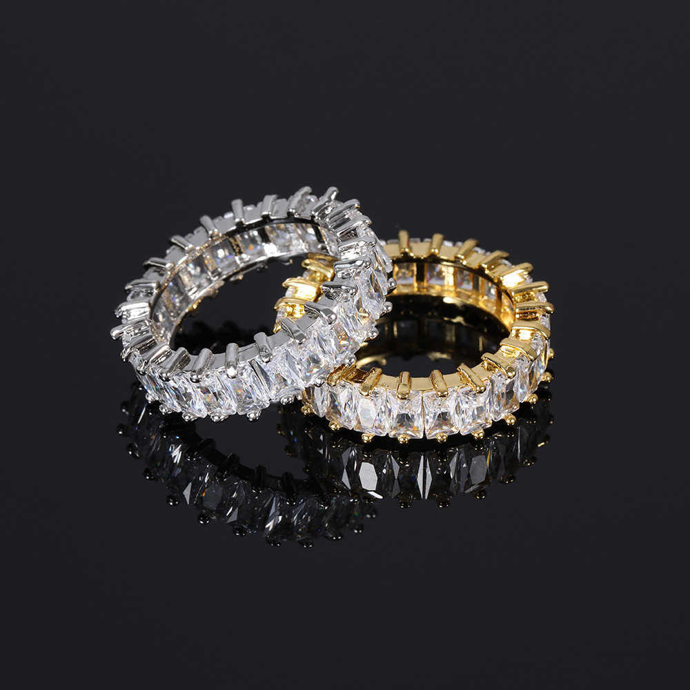Band Plain Ring wedding Jewelry European And Hot Selling Rectangular Full Diamond Ring For Women Style Internet S260916QPY0