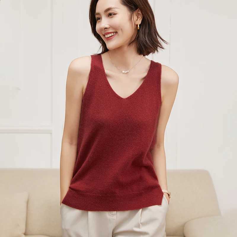 Women New WinvyNee Cashmere Summer Wool Tops Office Lady Solid V-neck Sexy Soft Vest Tank Streetwear Tops C1044011W260915