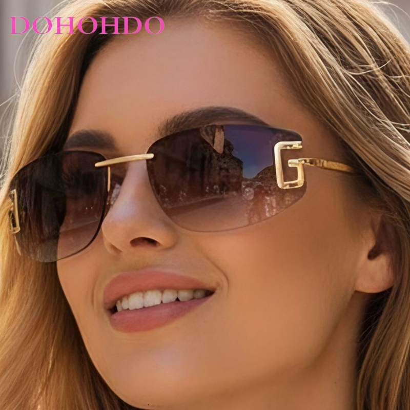 2025 Fashion Luxury Brand Design Frameless Sunglasses Women Trendy Men Eyewear Outdoor Driving Shade Sunglass Ladies UV400 J260916