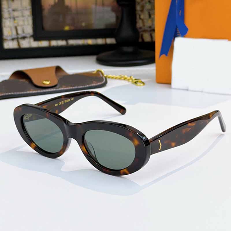 Vintage Oval Sunglasses For Women tortoiseshell Acetate Frame Green Lens UV400 Y2K Celebrity Streetwear Shades Brand High-quality Glasses