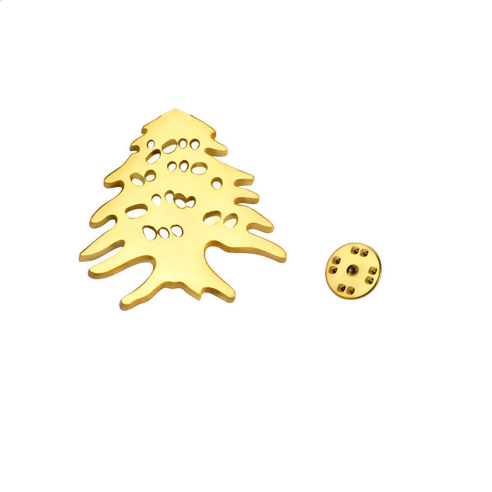 Brooch Cedar Teamer Lebanon Stainless Steel Gold Color Lapel Pin For Woman Man Minimalist Hollow Amulet Accessory Jewelry 2026 J260915