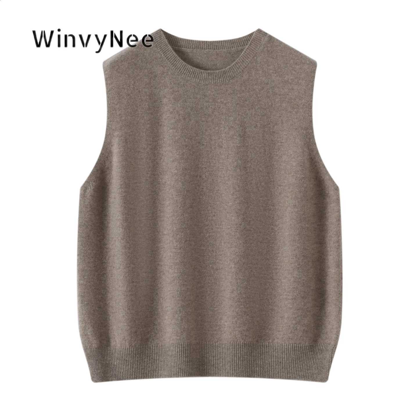 Pure WinvyNee Women Sweater Vest Wool Crew Neck Sleeveless Soft Knit Wear Minimalist Daily Casual Fashion Basic Outfits C1733072W260915