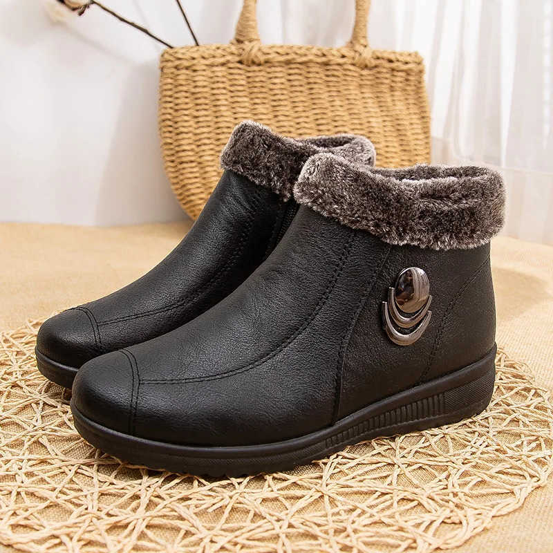 boots women Waterproof Mule Winter Warm Unisex Fur boots House Room Slippers Trend Indoor Floor Shoes Slides For Women D260916