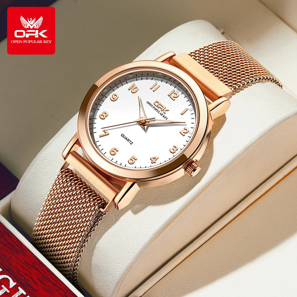 OPK 8115 Women's Watch Simple Fashion Original Quartz Wrist Watch Stainless Steel Mesh Strap Waterproof Watch For Women Reloj 260916
