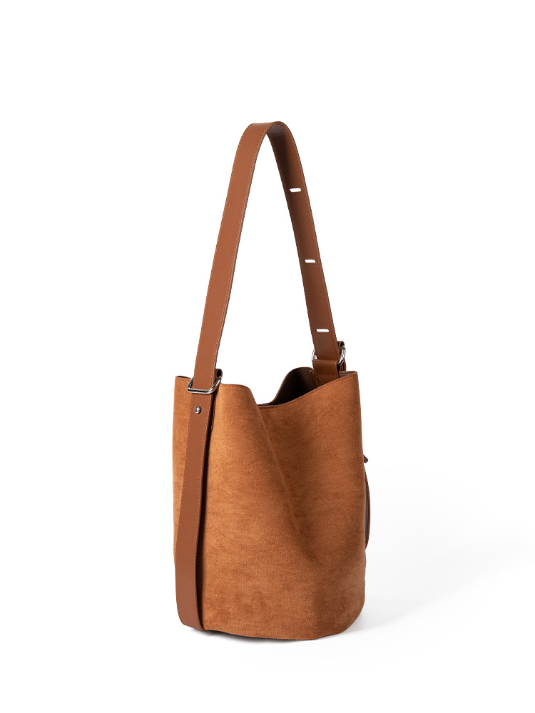 Sac seau en velours de cerf de créateur, style minimaliste urbain, assorti au quotidien, beau et généreux