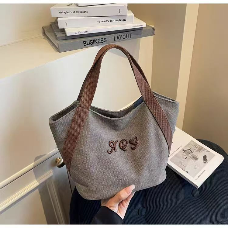 Canvas Bag For Work, Women's Tote Bag, 2025 New Model, Simple Commuter Lunch Box Handbag, Small Cloth Handbag Designer Bag