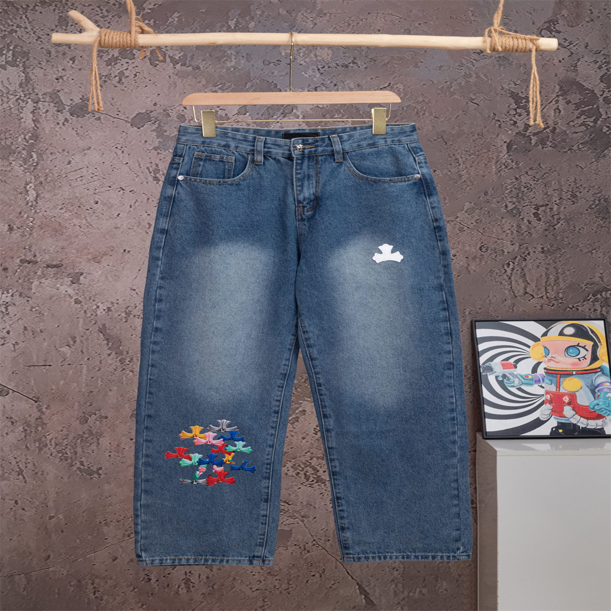 Men's Plus Size Pants Street Hip Hop High Street Men's Jeans Slim Fit Elastic Feet Trousers with Broken Holes Fashion Trend Star Same Styl