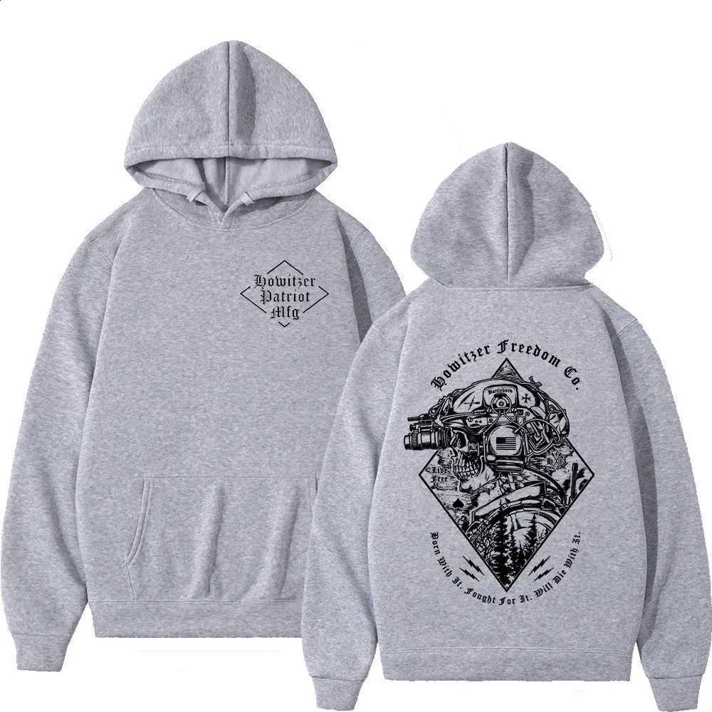Hoodie Mfg Graphic Howitzer Patriot Men Women Vintage Tactical Helmet Print Hooded Sweatshirt Casual Streetwear Pullover Hoodies D2609151