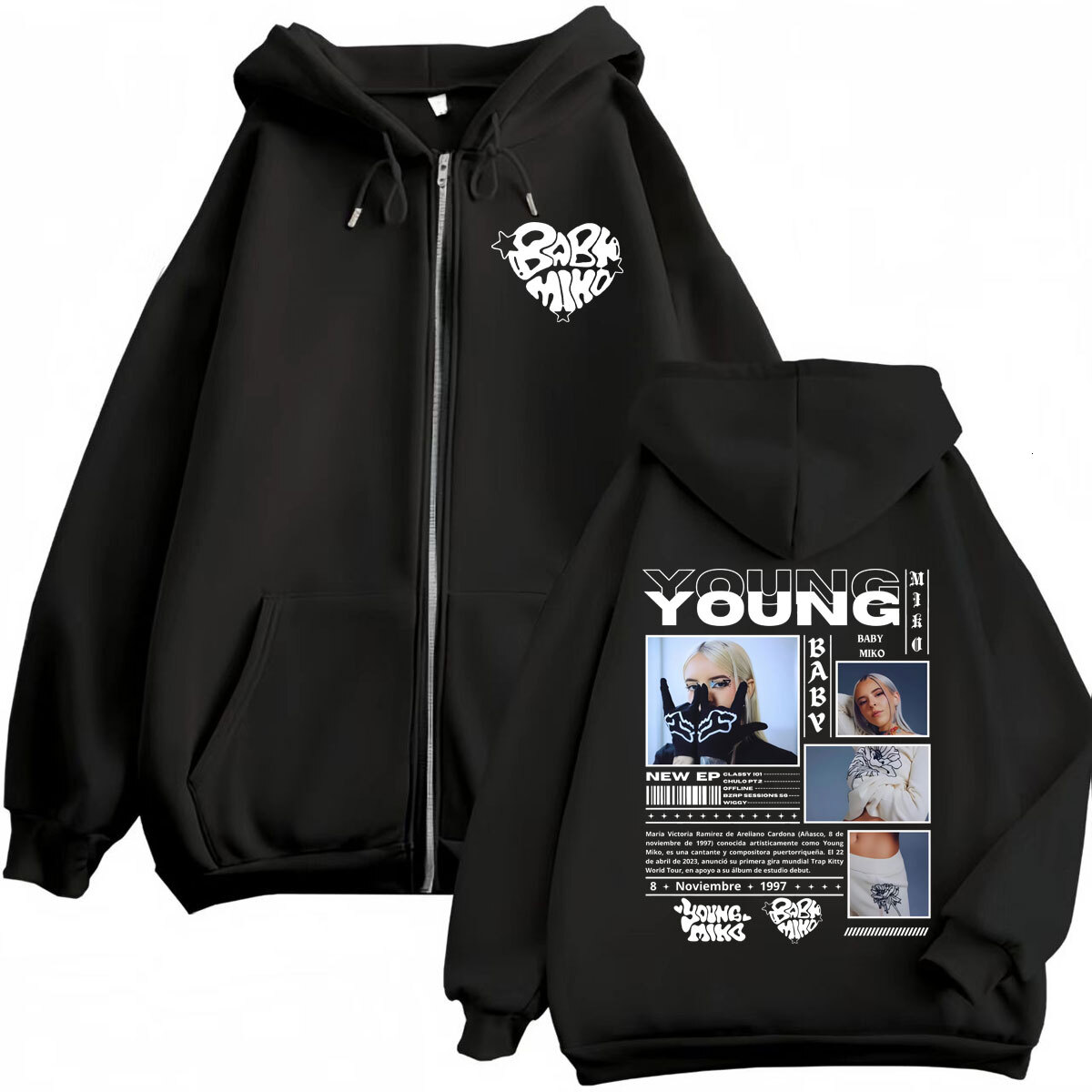 Rapper Young Miko Graphic Zipper Hoodie Men's Women Clothing Hip Hop Aesthetic Zip Up Pullovers Fashion Casual Loose Sweatshirts J260916