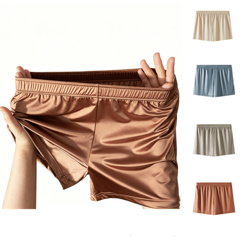 14Pcs Mens Ice Silk Boxer Shorts Man Smooth Loose Pants Breathable Solid Panties Silky Underpants Male Sleepwear L4XL 260902