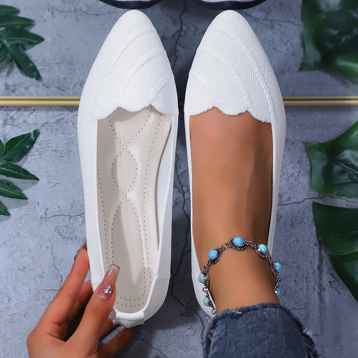 Women Flats Solid Slip ner Casual Breathable Mesh Shoes Loafers Comfortable Pointed Toe Flat 260916