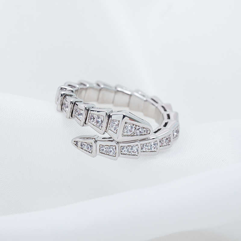 Rings Band s Ring Silver Plated Rings For Women Open Snake Pattern Rings Easy Deform Lady Bone Rings Full Diamond Top Level Gift Casual Gift S260916