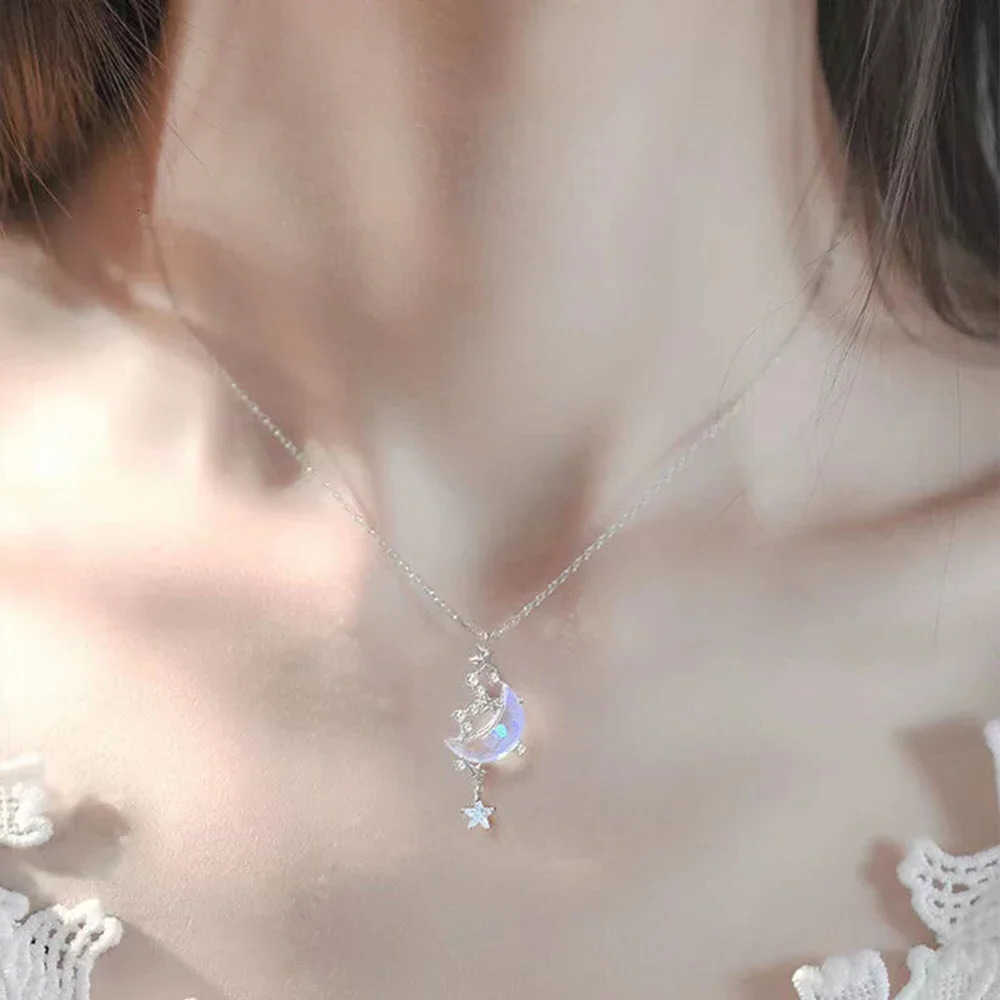2024 New SUMENG Korea Moon Star Chokers Necklace Colorful Glazed Stone Pendant Necklaces for Women Fashion Jewelry GiftsT260916