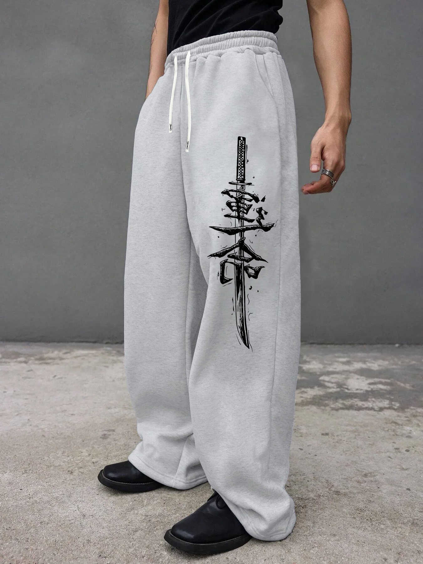 Men'S Fate'S Edge Print Design Avant-Garde Street Athletic Casual Loose Long Pants D260916