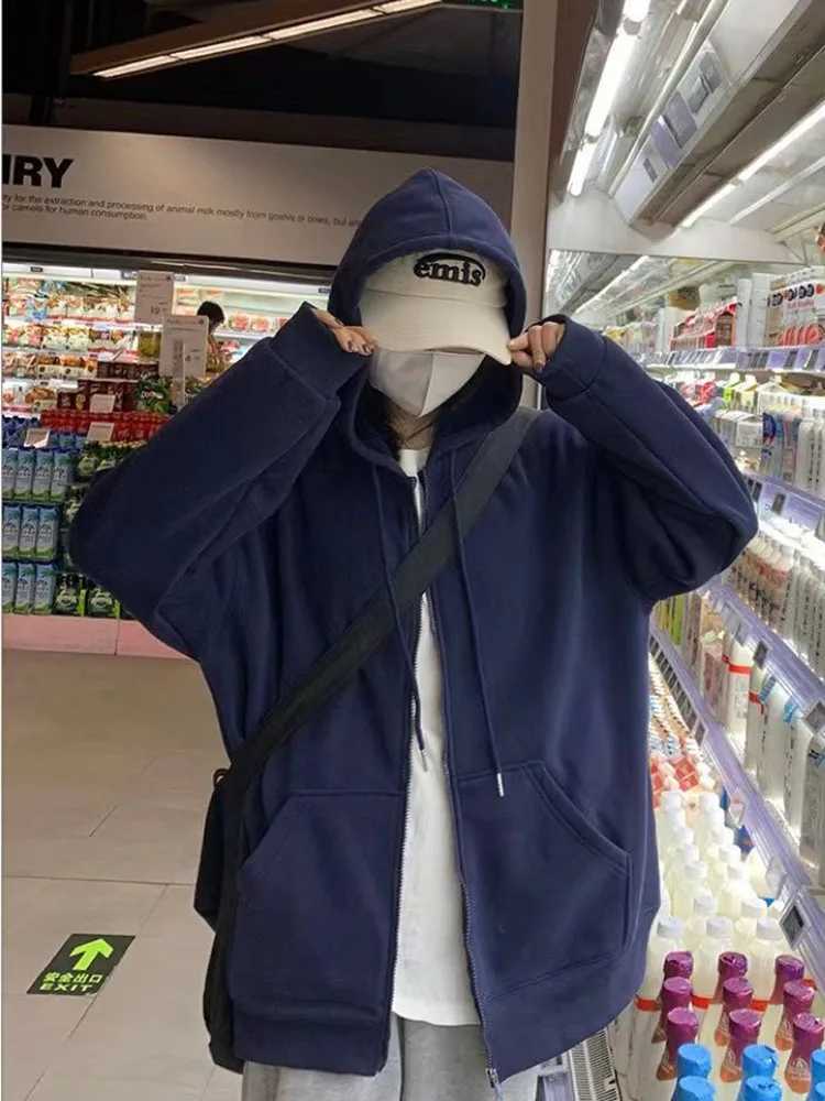 Korean Fashion Zipper Hood Sweatshirt Women Autumn Long Sleeve Tops Casual Y2K Hoodies Streetwear Harajuku Loose Jackets Coats R260915