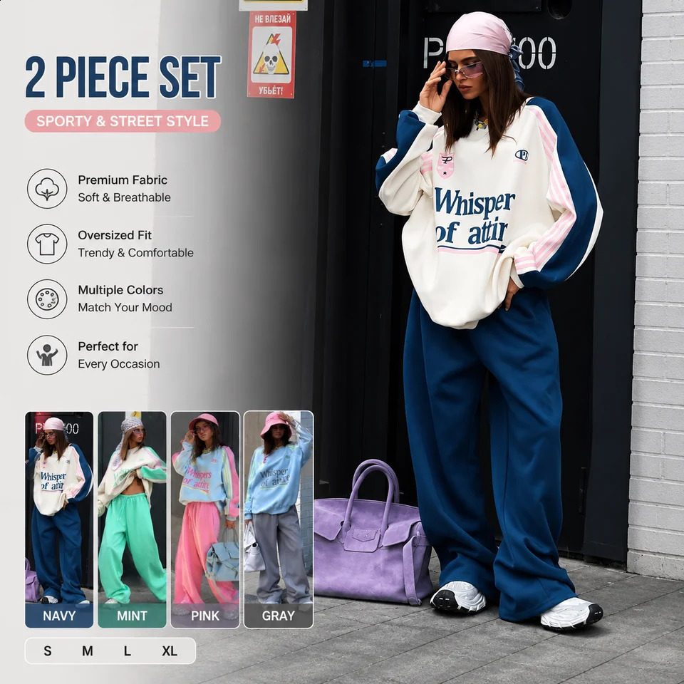 Autumn Style Womens Suit Highend Autumn and Winter Sweater Contrast Color Splicing Trousers Twopiece Set 260916