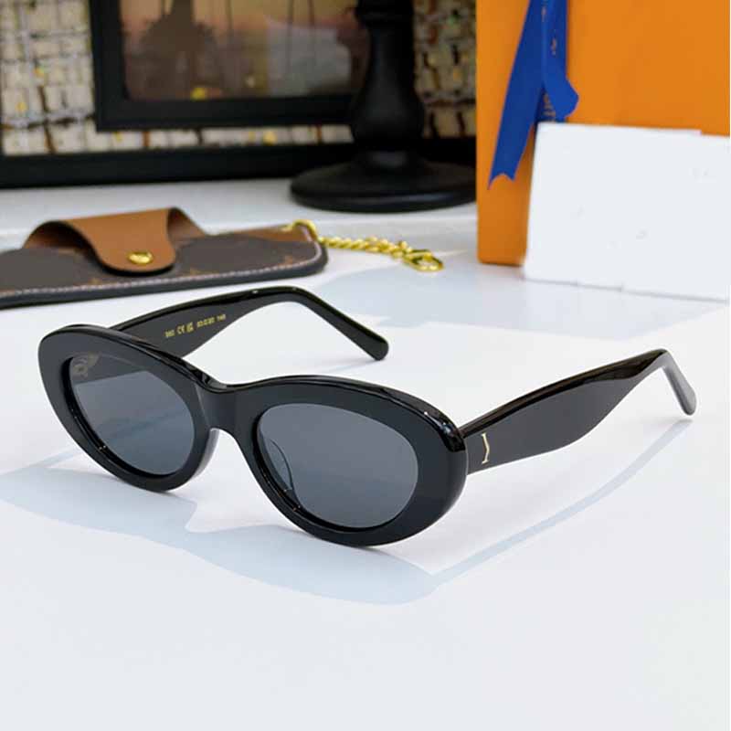 Sunglasses For Women Designer Retro Oval Glasses Z1981W Acetate Frame Black Dark Grey Lens UV400 90s Luxury Trendy Shades Eyewear Vacation Street Ph