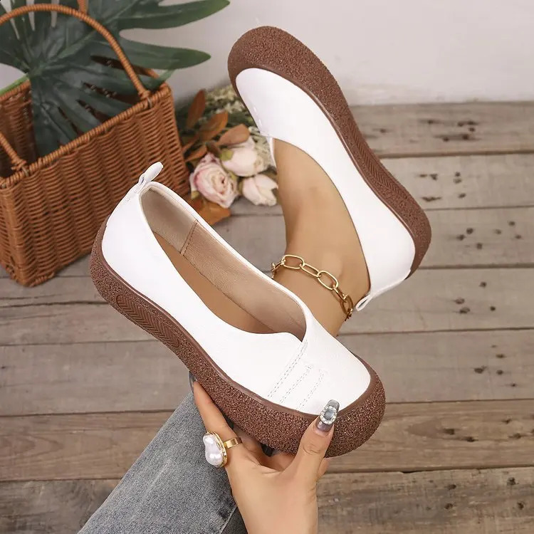 Spring Summer Arrival Evening Leather Flats Shoes n Comfortable Soft Sole Versatile Single Women 260916
