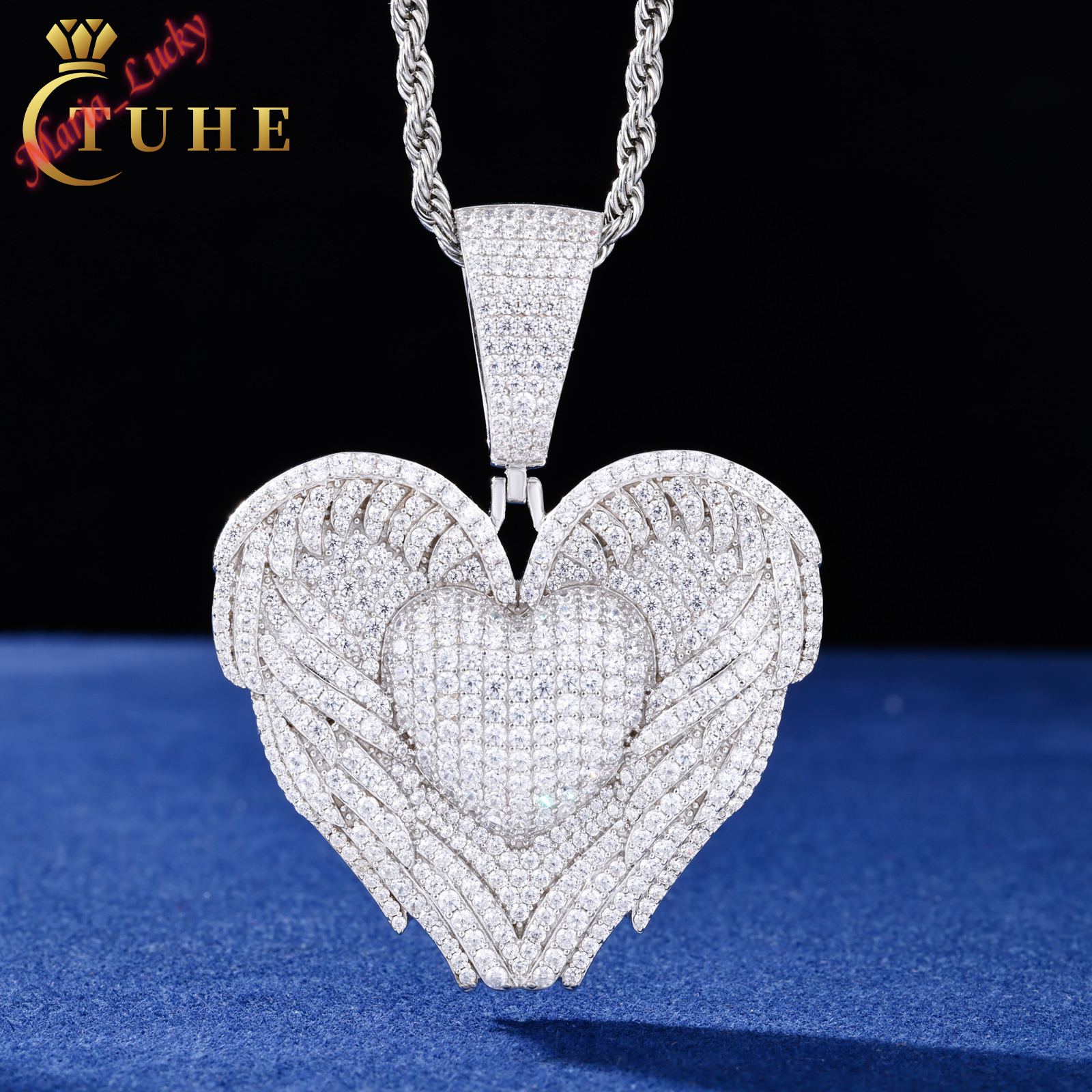Hot Sale Handmade Iced Out Winged Broken Heart Pendant Gold Plated 925 Silver VVS Moissanite Charm Hip Hop Statement Jewelry For Men Trendy Rapper S