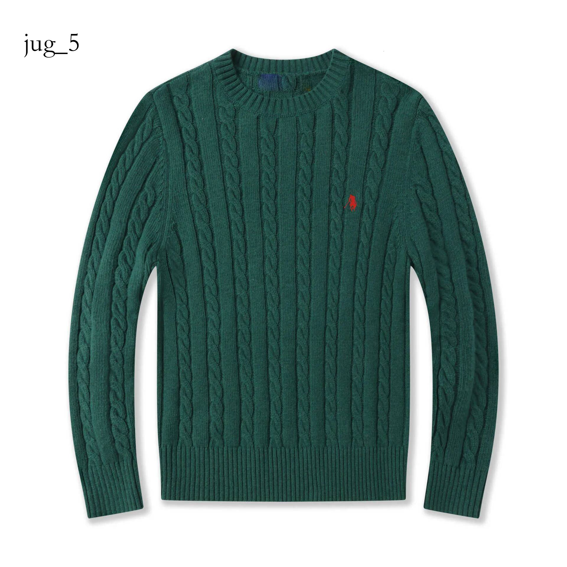 polo Autumn Winter Round Neck Cable Knit Sweater Men Business Casual Wool Blend Polo Pony Label Couple Knitwear 86a