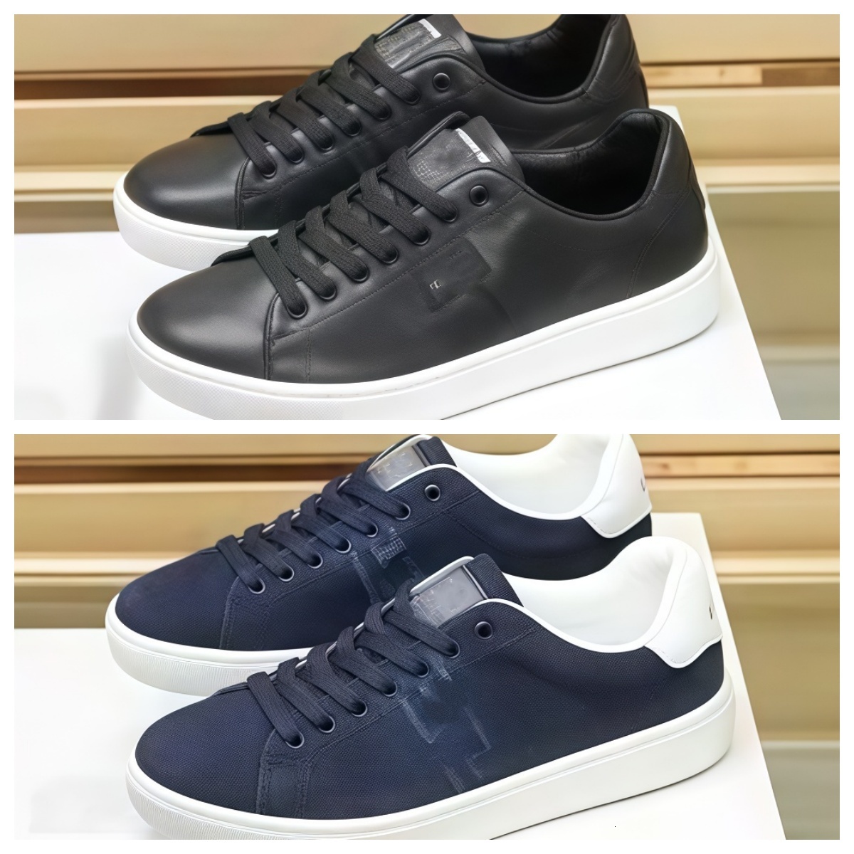 Athletic Designer Luxury Shoe Men Leather Suede Runner Trainer Lace Up Street Sport Casual Navy White Travel Daily Platform Modern Sneaker Gym Class