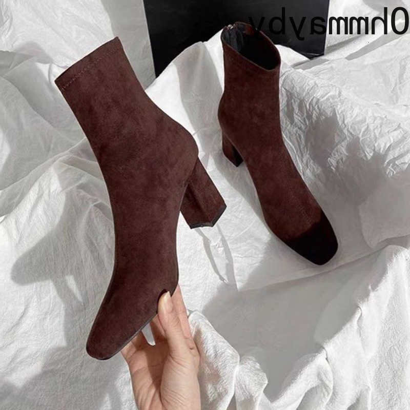 Toe Square Autumn Woman Winter Ankle Boots fashion Square Heels Shoes Concise Femmes Mordern Short Botines De Mujer D260916