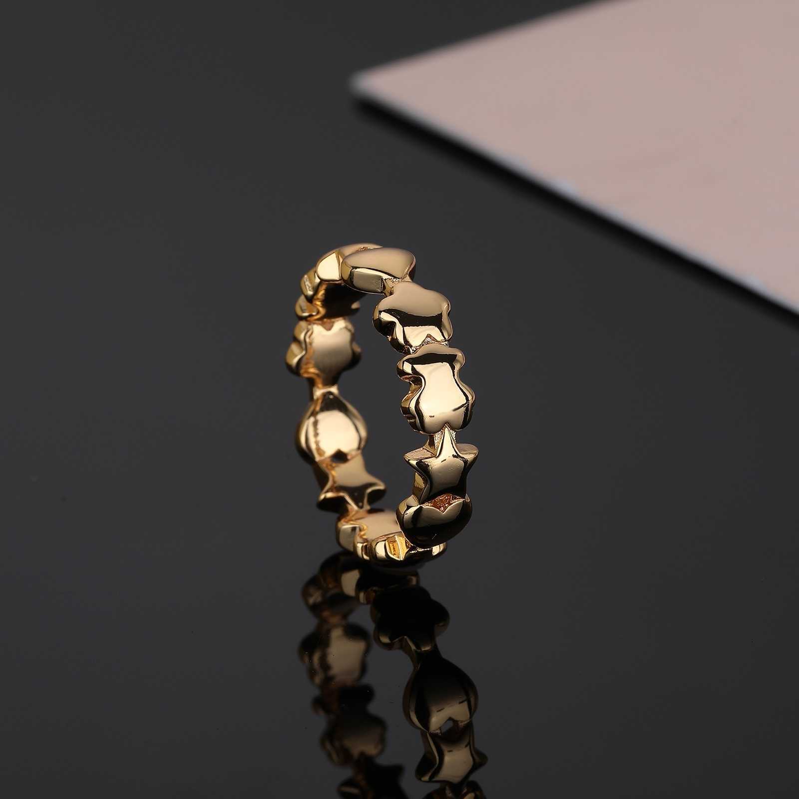 Arrival New Women Men Silver Rose Gold Black Stainless Steel Span Bear Animal Round Star Heart Circle Rings Jewelry Gift S260916JPIM