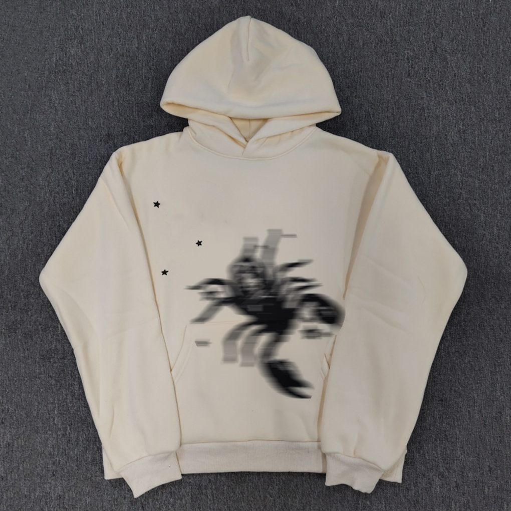 Sp5drrr Hoodie Vintage Puffball Round-Neck Hooded Printed Long-Sleeved Hoodie - Lightweight, Loose-Fitting, Casual Hoodie Deisgner Jumpers Pullover