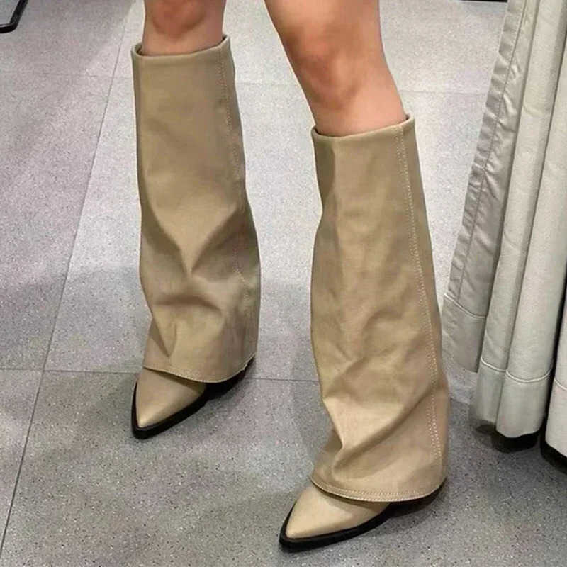 Boots Women Chunky Pointed High Toe Shoes Sexy Lady Dress Gladiator Autumn New 2024 Trend Fad Woman Boots Goth Botas Mujer D260916